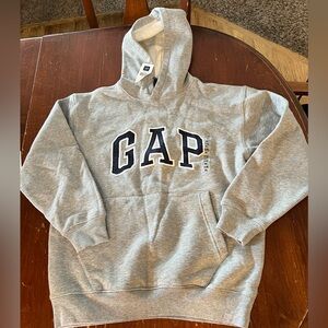 Gap Kids Gray Logo Hoodie Boys XL Cotton Hooded Sweatshirt NWT